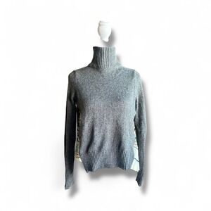 MOTH Anthropologie Gray Mixed Media Turtleneck Sweater XS Boho Cozy Minimalist